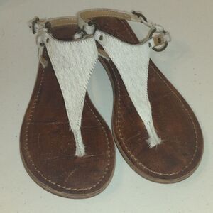 Freebird by Steven Size 37 US 7 Palm Harness Thong Sandals cowhide with fur
